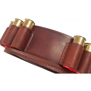 Leather Cartridge Belt Caliber 12 – Brown Shotgun Shell Belt with 22 Loops