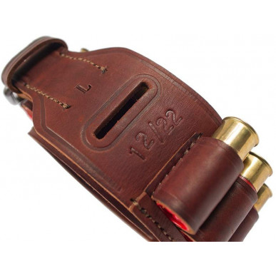 Nahkainen patruunavyö kaliiperi 12 – ruskea, 22 lenkkiä