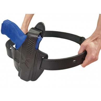 Asevyö 40 mm leveä – Kolmikerroksinen nahkavyö vahvikkeella