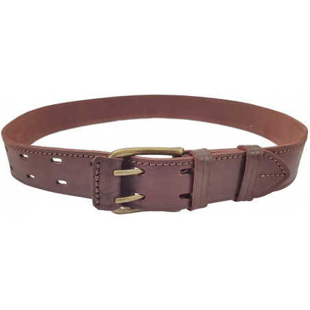 G7 Belt Genuine Leather 4 cm Double Prong Red-Brown VlaMiTex