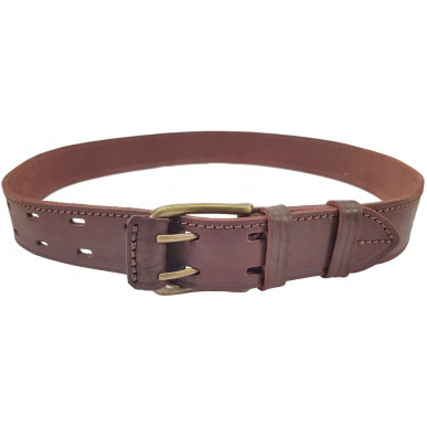 G7 Cintura Vera Pelle 4 cm Doppia Fibbia Rosso-Marrone VlaMiTex