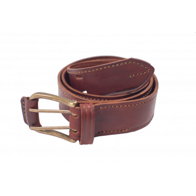 G7 Cintura Vera Pelle 4 cm Doppia Fibbia Rosso-Marrone VlaMiTex