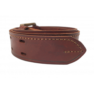 G7 Cinto Couro Autêntico 4 cm Duas Fivelas Vermelho-Marrom VlaMiTex