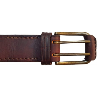 G7 Cinto Couro Autêntico 4 cm Duas Fivelas Vermelho-Marrom VlaMiTex