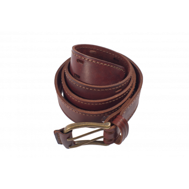 G7 Cintura Vera Pelle 4 cm Doppia Fibbia Rosso-Marrone VlaMiTex