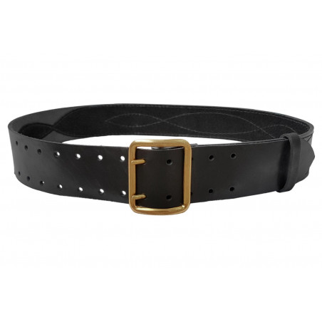 G1 Belt 5 cm Wide Genuine Leather Double Prong Duty Belt Black VlaMiTex