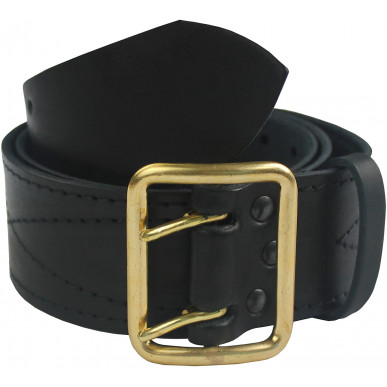G1 Vyö 5 cm leveä aitoa nahkaa kaksipiikkinen palveluvyö musta VlaMiTex