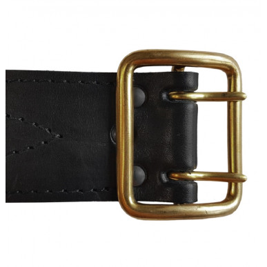 G1 Belt 5 cm Wide Genuine Leather Double Prong Duty Belt Black VlaMiTex